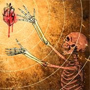 skeleton reaching for heart
