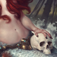 mermaid holding skull