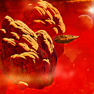 Red Asteroid Spaceship