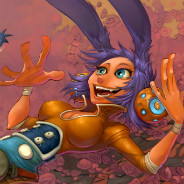 Cheerful Purple Haired Girl