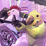 Armed Chicken And Parrot