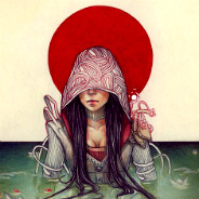 Hooded Girl Red Sun
